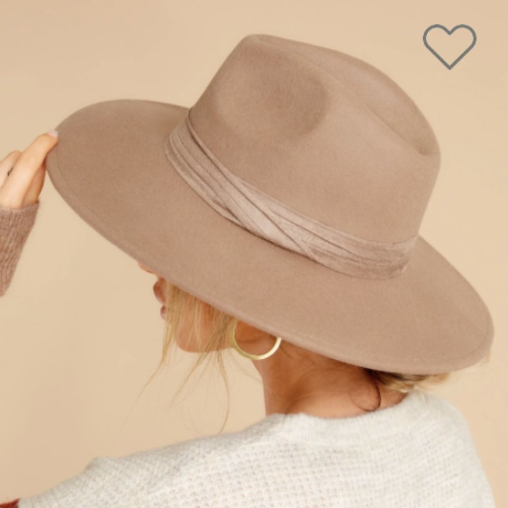 Fedora Hat- wide brim (Taupe)